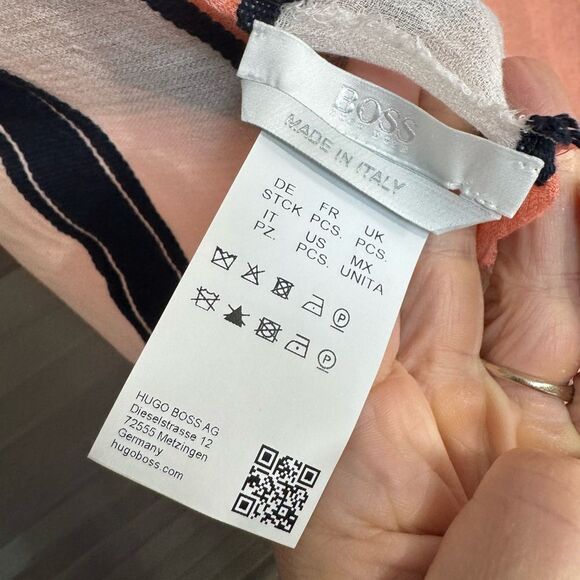 Hugo Boss Large Fringe Cotton Wool Scarf - Picture 7 of 7